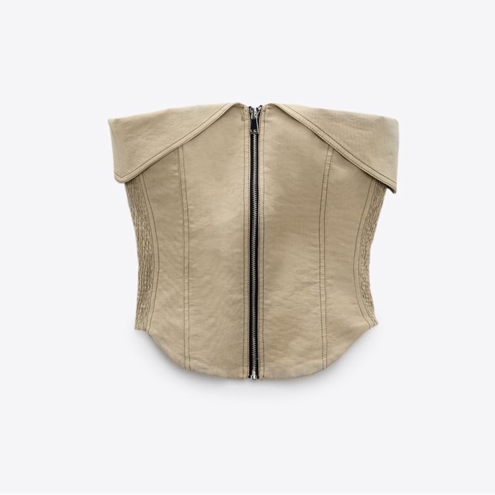 Zara co-ord set TOPSTITCHED ZIPPERED PANTS and BUSTIER - Picture 4 of 16